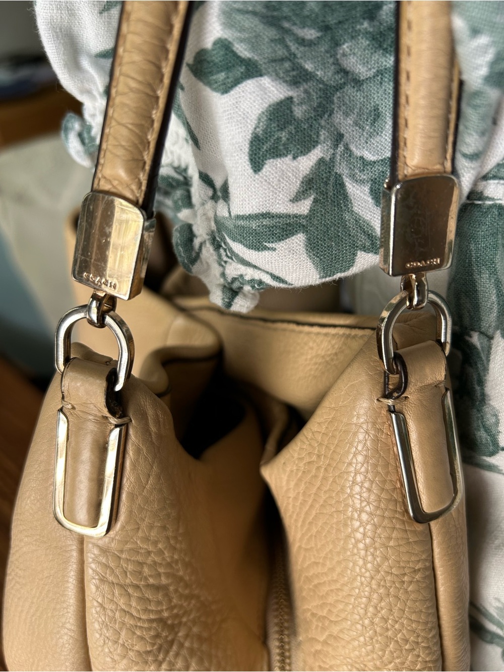 Coach Madison Pebbled Leather Hobo Bag in Tan - Picture 5 of 9